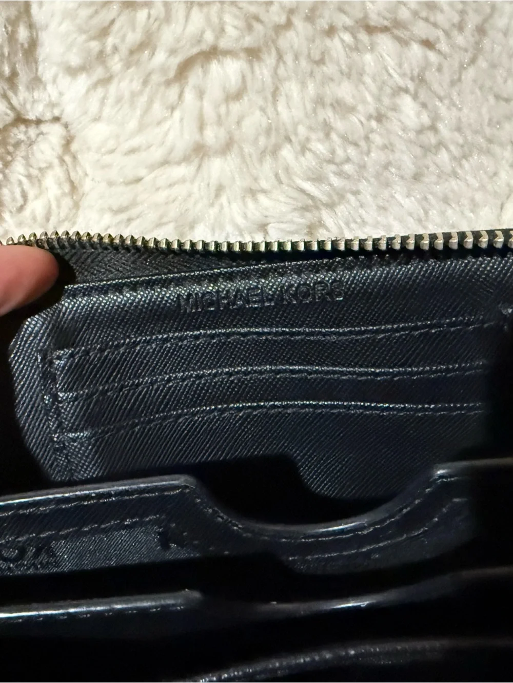Michael Kors Black Zip-Around Signature Plate Wallet